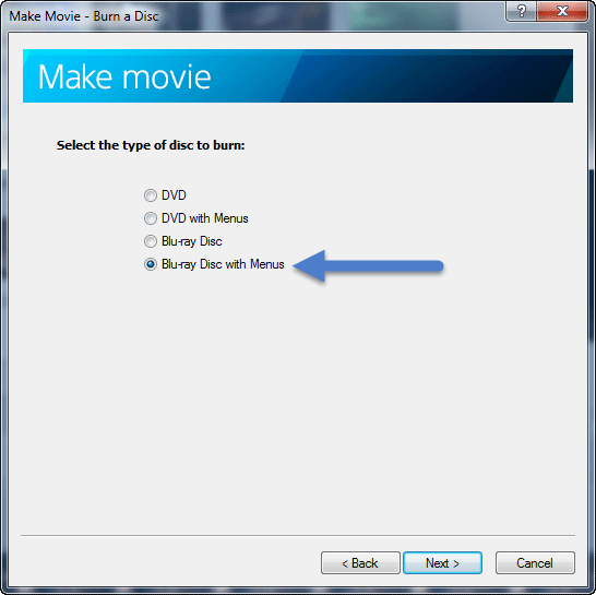 Make Movie - select BR+menu