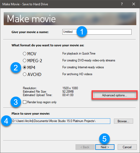 make movie save to hard drive